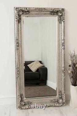 Extra Large Mirror Wall Silver Full Length Vintage Wood 5ft9 x 2ft11 175cm x