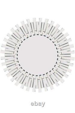 Extra Large Round Silver All Glass Starburst Wall Mirror Modern 3Ft 91cm