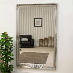 Extra Large Silver Antique Full Length Wall Mirror 5Ft6 X 3Ft6 165.5cm X 105.5cm