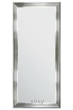 Extra Large Silver / Chrome Modern Wall Mirror Retro Full Length 5ft6 X 2ft6