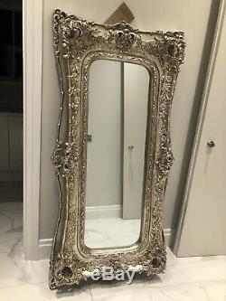 Extra Large Very Ornate Full Length Antique Silver Mirror Wall Hung Or Floor
