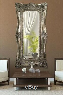 Extra Large Very Ornate Full Length Antique Silver Wall Mirror 6ft x 3ft