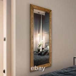 Extra Large Wall Mirror Brown Solid Wood Framed Full Length 172cm x 81cm