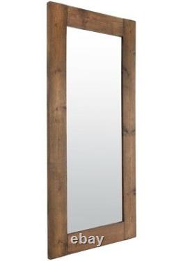 Extra Large Wall Mirror Brown Solid Wood Framed Full Length 6ftx3ft 183cm x 91cm