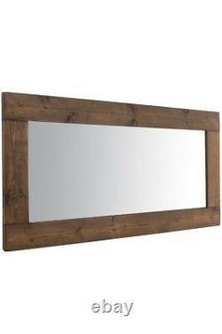 Extra Large Wall Mirror Brown Solid Wood Framed Full Length 6ftx3ft 183cm x 91cm
