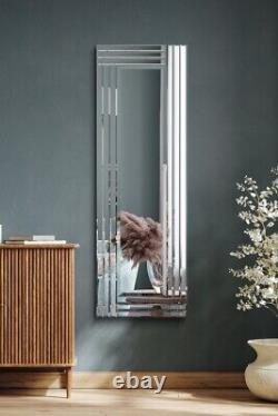 Extra Large Wall Mirror Full Length Silver All Glass 3Ft11 X 1Ft3 120cm X 40cm
