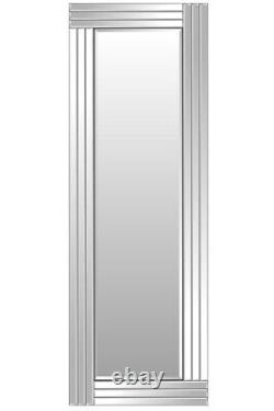 Extra Large Wall Mirror Full Length Silver All Glass 3Ft11 X 1Ft3 120cm X 40cm