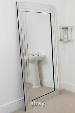 Extra Large Wall Mirror Full Length Silver All Glass 5Ft8 X 2Ft9 174cm X 85cm