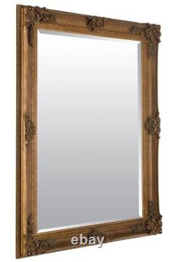 Extra Large Wall Mirror Gold Antique Wood Full Length 3Ft7 X 2Ft7 110x79cm