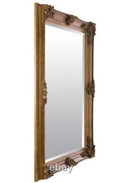 Extra Large Wall Mirror Gold Antique Wood Full Length 3Ft7 X 2Ft7 110x79cm