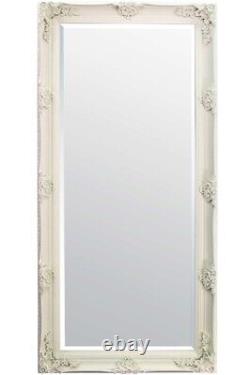 Extra Large Wall Mirror Ivory Antique Wood Full Length 5Ft6 X 2Ft7 168cm X 79cm