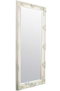 Extra Large Wall Mirror Ivory Antique Wood Full Length 5Ft6 X 2Ft7 168cm X 79cm