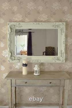 Extra Large Wall Mirror Ivory Full Length Vintage Wood 4Ft X 3Ft 122cm X 91cm
