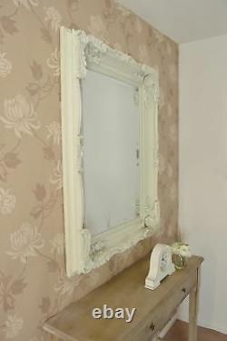 Extra Large Wall Mirror Ivory Full Length Vintage Wood 4Ft X 3Ft 122cm X 91cm