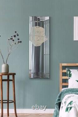 Extra Large Wall Mirror Silver All Glass Art Deco Full Length 120cm X 40cm