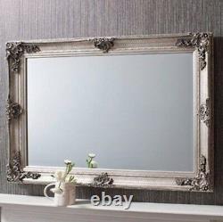 Extra Large Wall Mirror Silver Antique Wood Full Length 3Ft7 X 2Ft7 110cm X 79cm