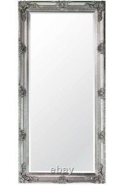Extra Large Wall Mirror Silver Antique Wood Full Length 5Ft5 X 2Ft7 168cm X 78cm