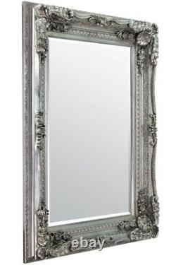Extra Large Wall Mirror Silver Full Length Vintage Wood 4Ft X 3Ft 120cm X 90cm