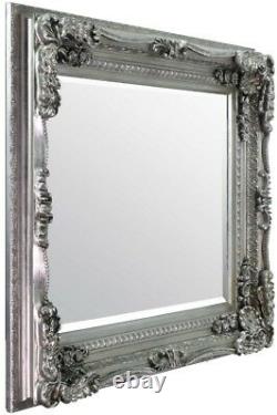 Extra Large Wall Mirror Silver Full Length Vintage Wood 4Ft X 3Ft 120cm X 90cm