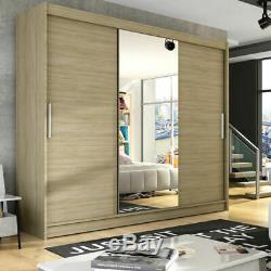 Extra Large Wardrobe Shelves Sliding Door Mirror Rail Cabinet Closet 250cm NEW