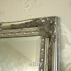 Extra Large silve full length wall floor mirror shabby vintage chic bedroom home