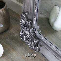 Extra large ornate antique silver wall floor mirror full length vintage chic