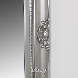 Extra large silver full length wall floor leaner wall mirror ornate bevelled