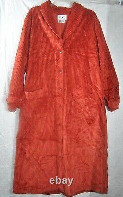 FLAX Full Length Women's Burnt Orange Corduroy Button Down Coat Size Large