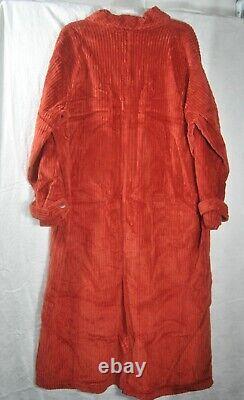 FLAX Full Length Women's Burnt Orange Corduroy Button Down Coat Size Large