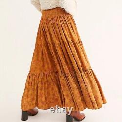 FREE PEOPLE Kerrigan Maxi Tiered Skirt, Size L Large Autumn Floral