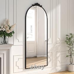 FULL LENGTH BLACK ARCHED EXTRA TALL LARGE METAL MIRROR WALL MOUNTED 180x80CM NEW