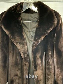 Fab Full Length Sheared Beaver Fur Coat Sz L Orig $3000 Leg Of Lamb Sleeve Cuff