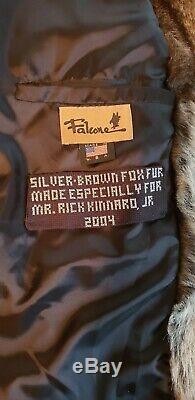 Falcone Men's Full Length Fox Fur Coat with Silver-Brown Fox Fur Size Large