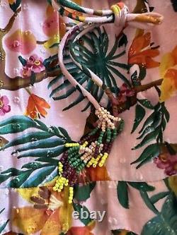 Farm Rio @ Anthropologie Pink Floral Tiered Maxi Dress Size L Boho RRP £220