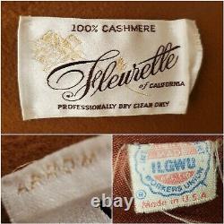 Fleurette VINTAGE 100% Cashmere full length Long Over Coat Brown Sz Large