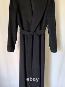 Fleurette Womens Coat Black Large Full Length Wool Cashmere Belt Classic Elegant
