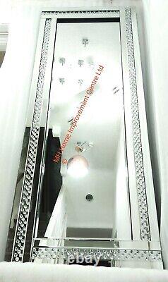 Floating Crystal Wall Mirror Large 180x70cm Sparkly Silver Full Length Tall Flaw