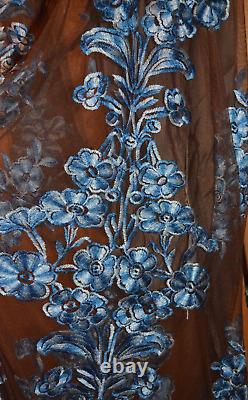 For Love & Lemons Temecula Cut Out Brown/Blue Embroidered Maxi Dress L