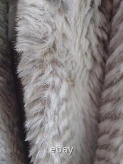 Fox Run Brand Full Length Faux Fur Coat Beige & Light Browns Size Large 50 Inch