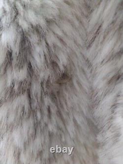 Fox Run Brand Full Length Faux Fur Coat Beige & Light Browns Size Large 50 Inch