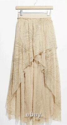 Free People Maxi Skirt Can't Stop The Feeling Tutu Tan Tulle Glitter L NEW