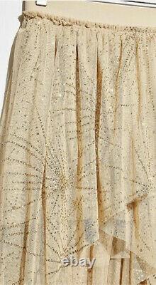 Free People Maxi Skirt Can't Stop The Feeling Tutu Tan Tulle Glitter L NEW