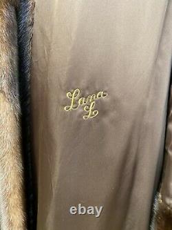 Full Length 50 Andriana Furs Tiered Brown Ranch Mink Fur Coat Large 10 12