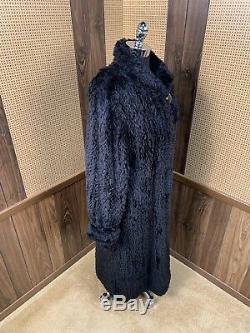 Full Length Canada Dyed Black Knit Sheared Beaver Fur Coat Jacket Large 10 12