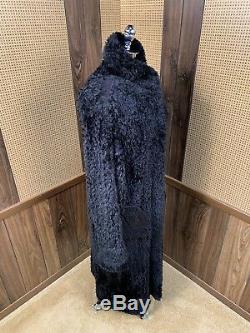 Full Length Canada Dyed Black Knit Sheared Beaver Fur Coat Jacket Large 10 12