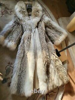 Full Length Canadian Coyote Fur Coat Jacket Large Bell Sleeves 10 12 14 not Fox