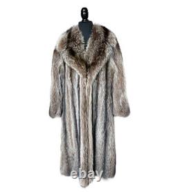 Full Length Genuine Natural Raccoon Fur Coat Women's Large 44