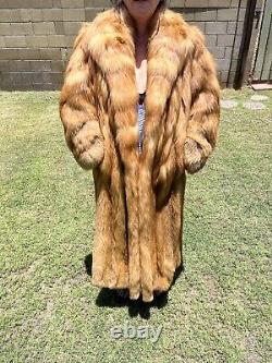 Full Length Genuine Red Fox Coat Vintage Large Len 52 1/2 SF international Fur