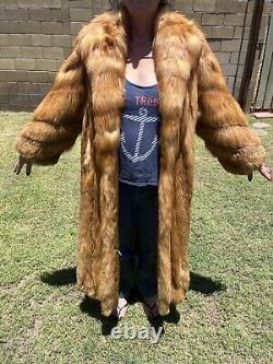 Full Length Genuine Red Fox Coat Vintage Large Len 52 1/2 SF international Fur