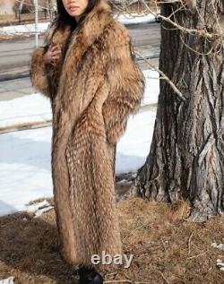 Full Length Raccoon Fur Coat So Thick! Beautiful Coloring